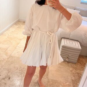 Rhode Elegant White Belted Dress